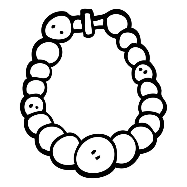 Linienzeichnung Cartoon Perlenkette — Stockvektor