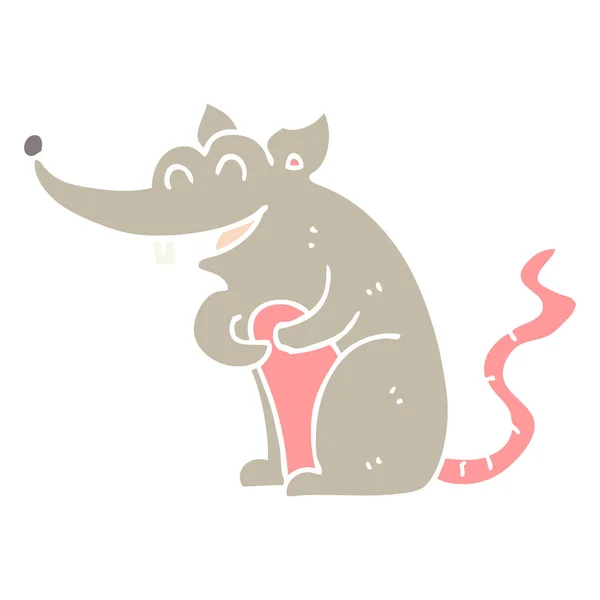 Egale Kleur Stijl Cartoon Rat — Stockvector