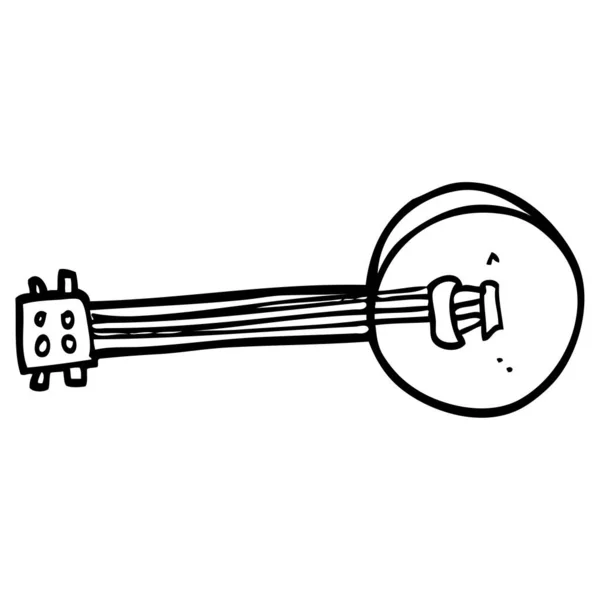 Línea Dibujo Dibujos Animados Banjo — Vector de stock