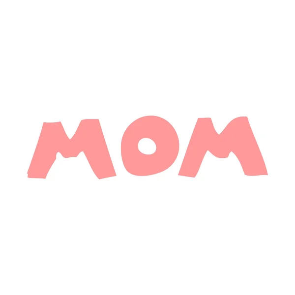 Flat Color Style Cartoon Word Mom — Stock Vector