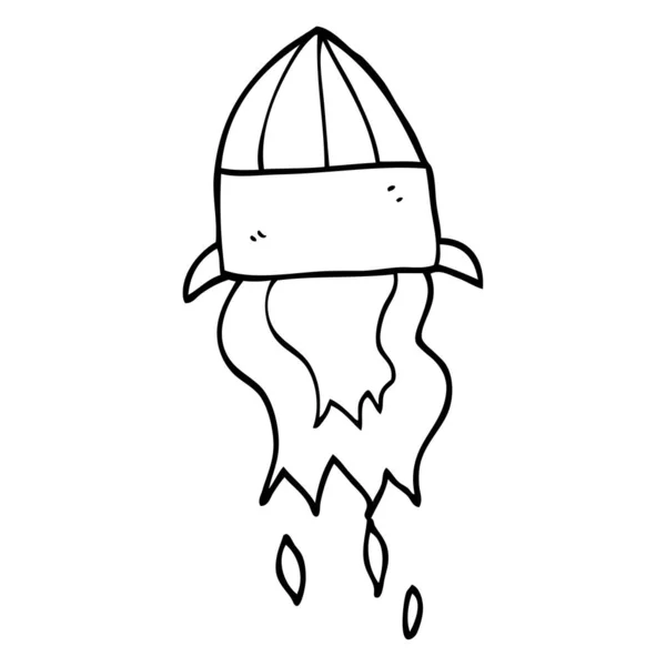 Línea Dibujo Dibujos Animados Lanzamiento Cohetes — Archivo Imágenes Vectoriales