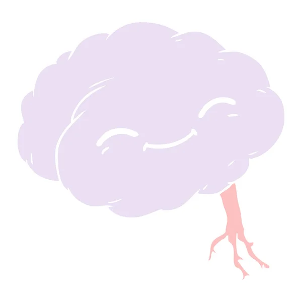 Colore Piatto Stile Cartone Animato Cervello Felice — Vettoriale Stock