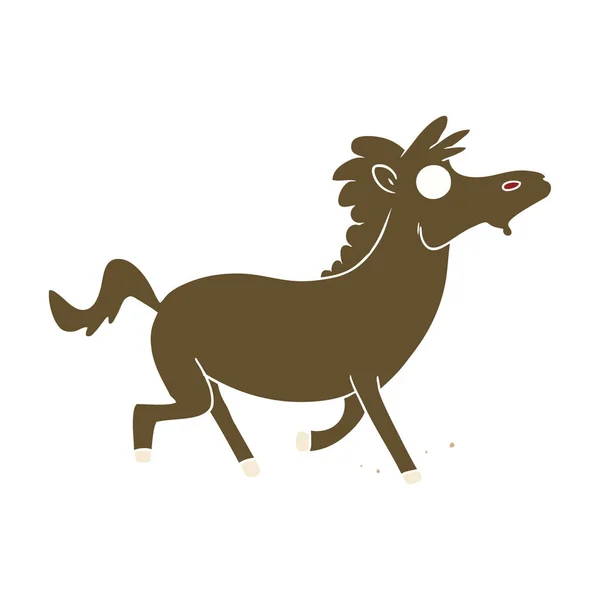 Плоский Стиль Мультяшный Бег Лошади — стоковый вектор