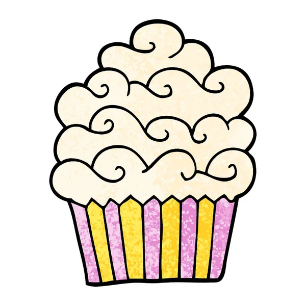 Streszczenie Teksturowanej Ilustracja Kreskówka Cupcake Vanilla — Wektor stockowy