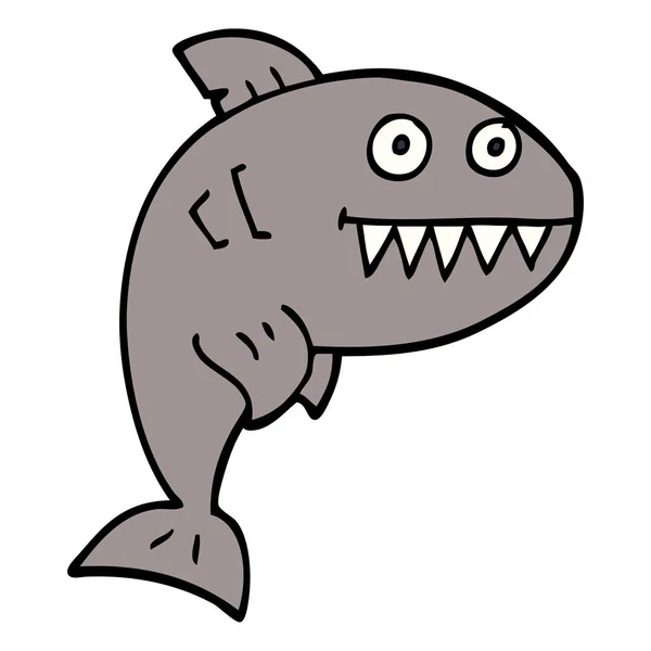 Cartoon Doodle Deadly Shark — Stock Vector