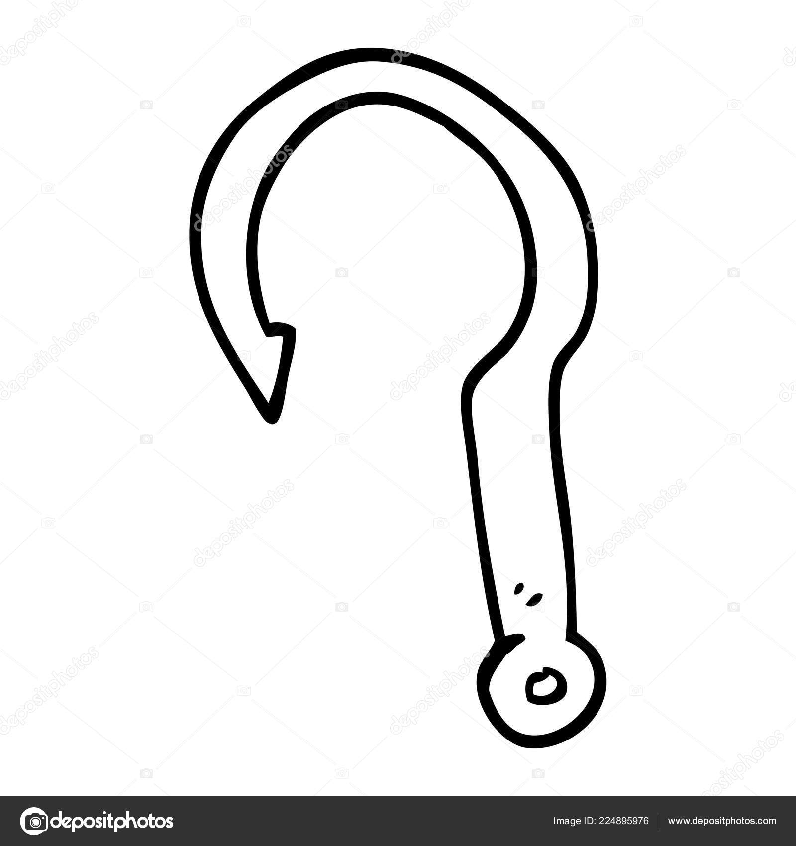 Line Drawing Cartoon Fish Hook Stock Vector by ©lineartestpilot 224895976