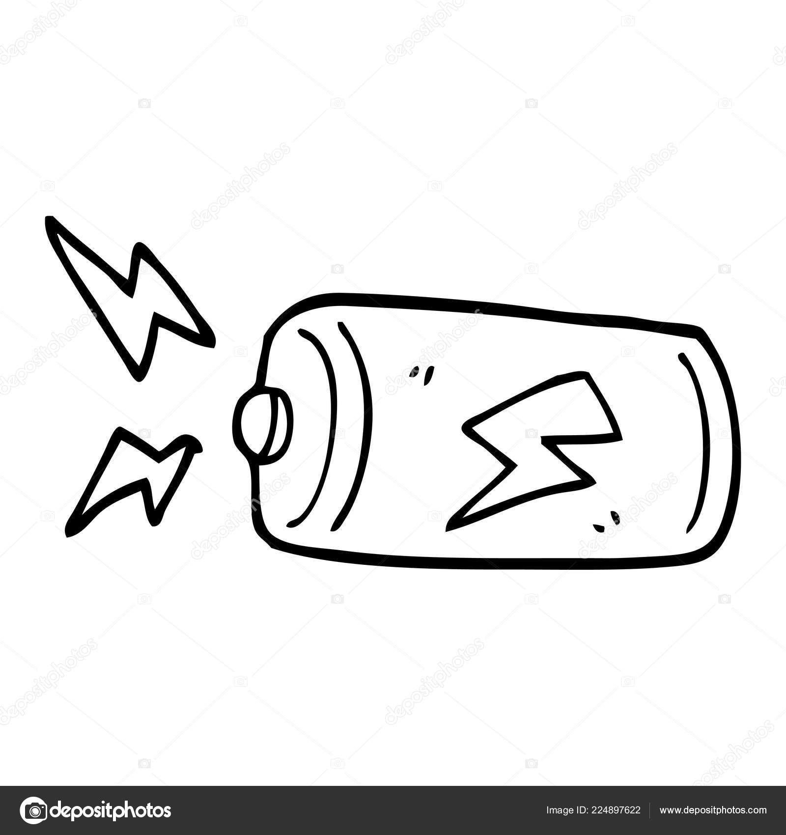 Line Drawing Cartoon Battery Stock Vector Image by ©lineartestpilot  #224897622