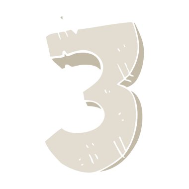 üç taş numaralı düz renkli çizimi