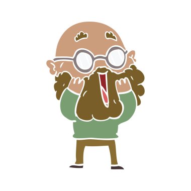 düz renk stil çizgi film sakallı hayran