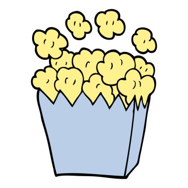 çizgi film doodle beyaz arka plan üzerinde patlamış mısır