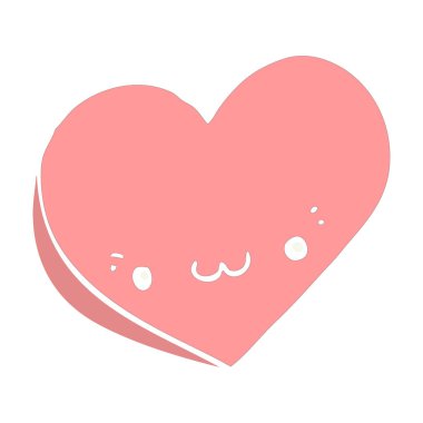 düz renk tarzı çizgi film aşk kalp yüzle