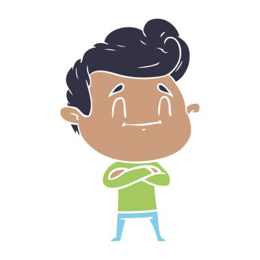 mutlu düz renk tarzı çizgi film adam