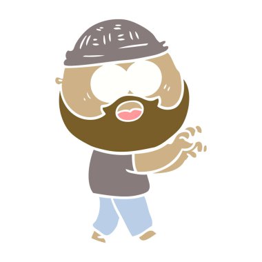 Açgözlü adam düz renk stil çizgi film sakallı