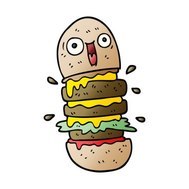 çizgi film doodle burger beyaz arka plan üzerinde