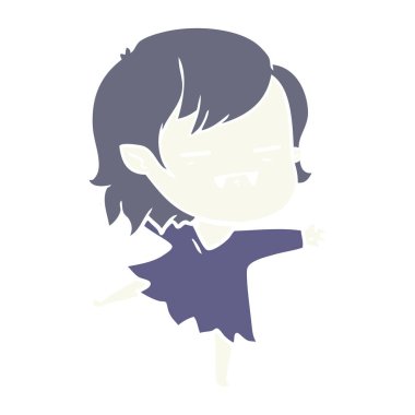 düz renk tarzı çizgi film ölümsüz vampir kız dans