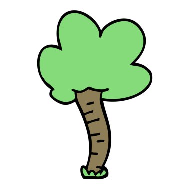 çizgi film doodle ağaç beyaz arka plan üzerinde