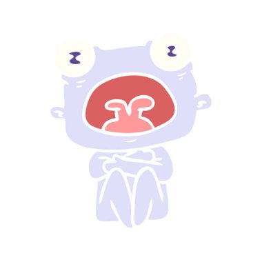 düz renk tarzı çizgi film garip yaratık kadar huddled