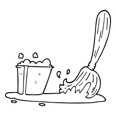 çizim karikatür kova ve paspas