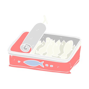 sardalye konservesi düz renkli çizimi