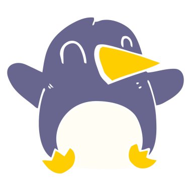 Doodle yılbaşı penguen karikatür