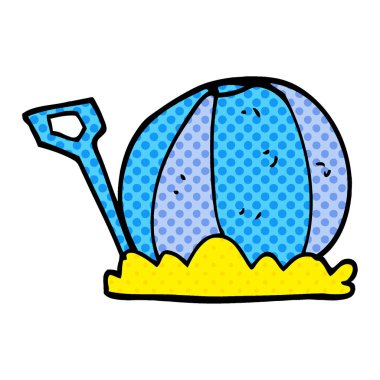 çizgi film doodle plaj topu ve kürek