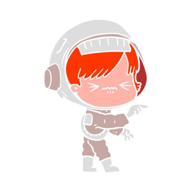 kızgın düz renk tarzı çizgi film alan kız