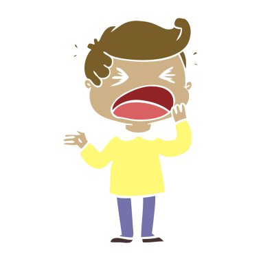 düz renk stil çizgi film adam bağırarak