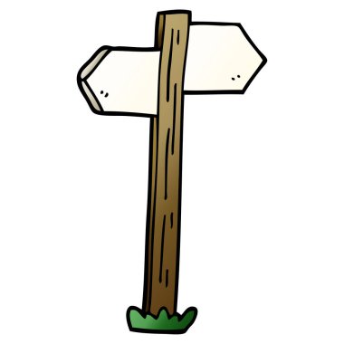 çizgi film doodle yön işareti mesajını boyalı.