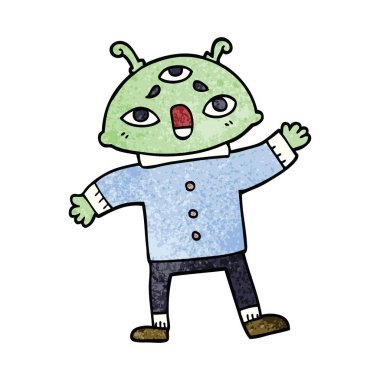 çizgi film doodle uzaylı uzay adamı