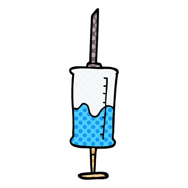 Injection Vaccin Doodle Dessin Animé — Image vectorielle