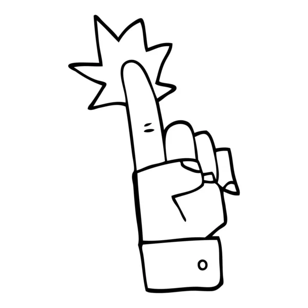 Desenho Linha Desenho Animado Apontando Mão — Vetor de Stock