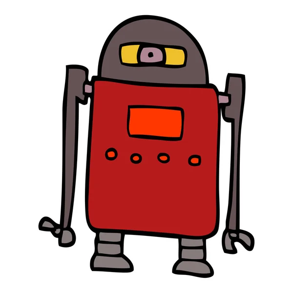 Kreslený Doodle Robota Bílém Pozadí — Stockový vektor