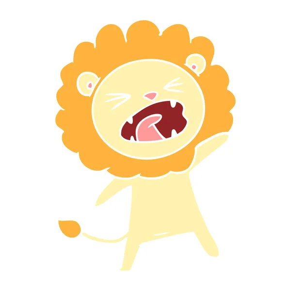 Flat Color Style Cartoon Lion — Stock Vector