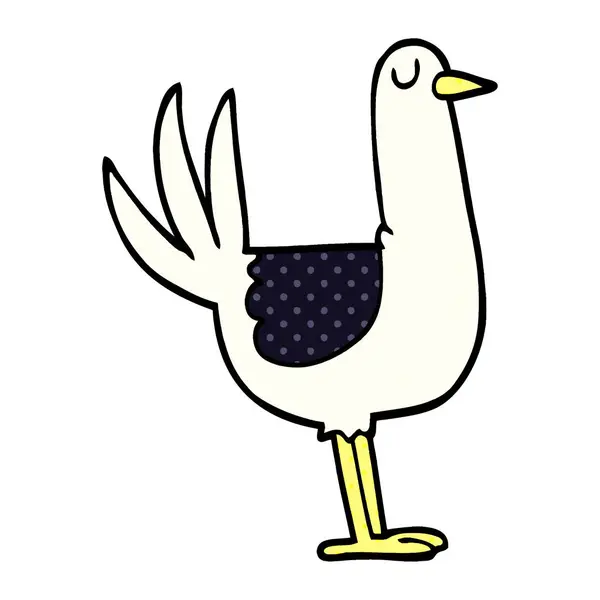 Kreslený Doodle Vysoký Pták — Stockový vektor