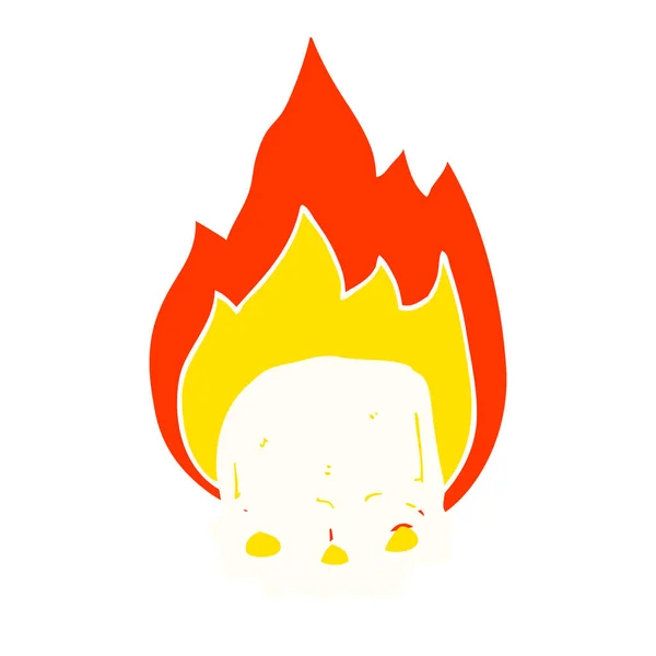 Spooky Egale Kleurstijl Cartoon Flaming Skull — Stockvector