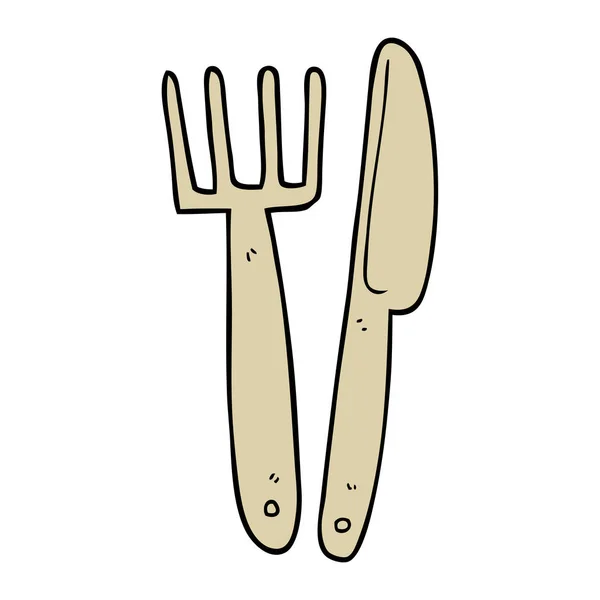 Cartoon Doodle Plastic Knife Fork — Stock Vector