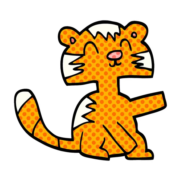 Kartun Doodle Happy Cat - Stok Vektor