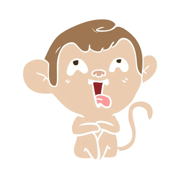 Crazy Flat Color Style Cartoon Monkey — Stock Vector