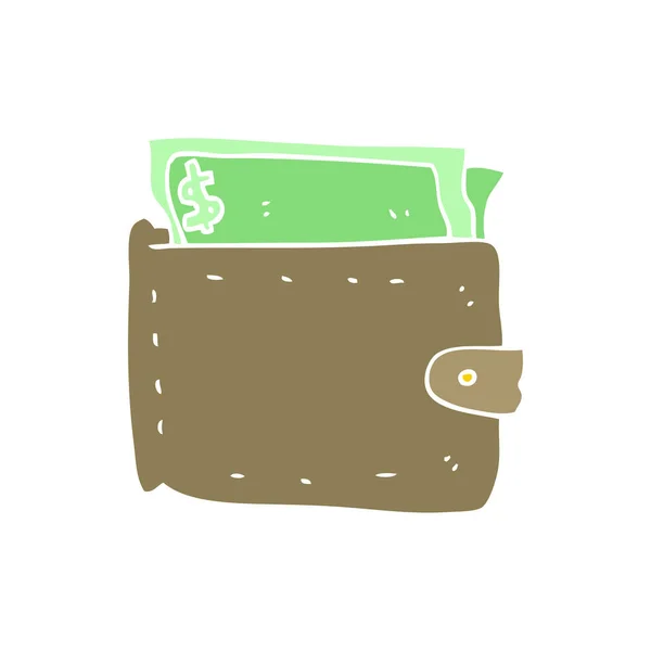 Ilustración Color Plano Cartera Llena Dinero — Vector de stock