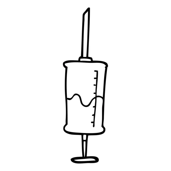 Dessin Trait Injection Vaccin — Image vectorielle