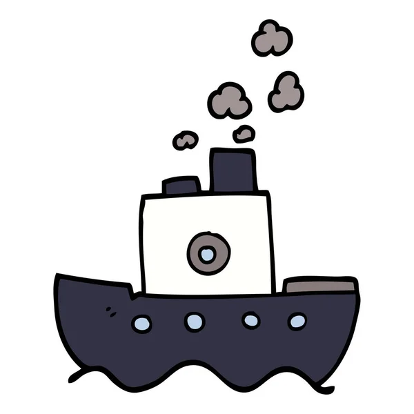 Cartoon Doodle Steam Boat — Stock Vector