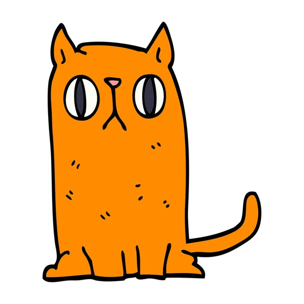 Desenho Animado Doodle Gato Engraçado — Vetor de Stock