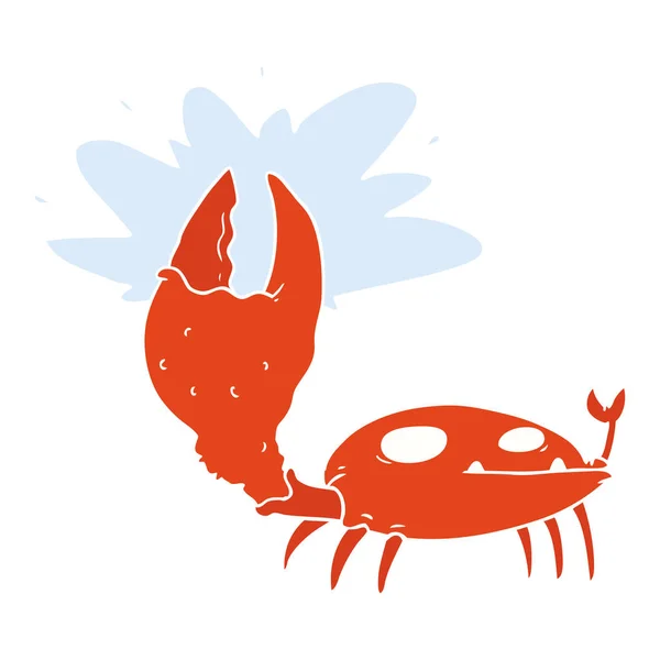 Crabe Dessin Animé Style Plat Couleur Avec Grande Griffe — Image vectorielle