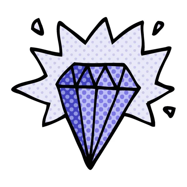 Desenho Animado Doodle Tatuagem Diamante — Vetor de Stock