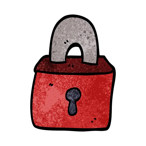 Cartoon Doodle Locked Padlock — Stock Vector