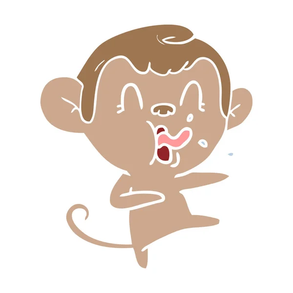 Pazzo Colore Piatto Stile Cartone Animato Scimmia Danza — Vettoriale Stock