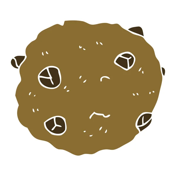 Cartone Animato Doodle Cioccolato Chip Cookie — Vettoriale Stock