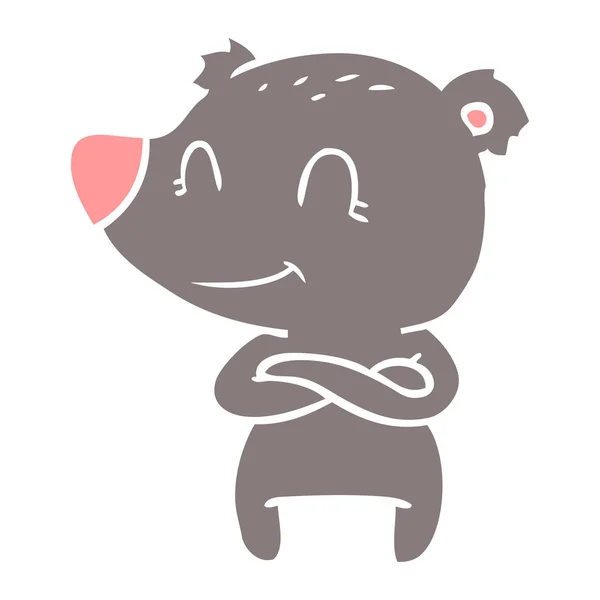 Freundliche Bär Flache Farbe Stil Cartoon — Stockvektor