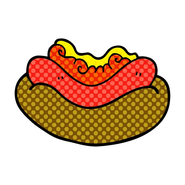 Dessin Animé Doodle Hotdog Dans Chignon — Image vectorielle