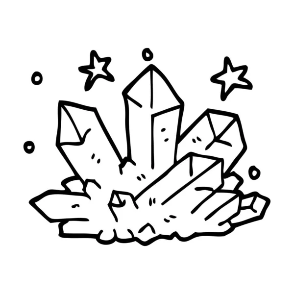 Line Drawing Cartoon Magical Crystal — Stock Vector